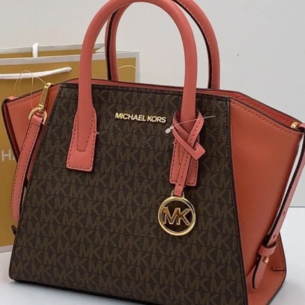Michael Kors Avril Small Logo Top-Zip Satchel Sunset Rose